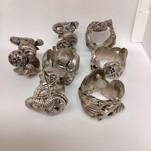 8 Vintage 1994 Godinger Silver Art Co Seashell Seahorse Napkin Rings Holder